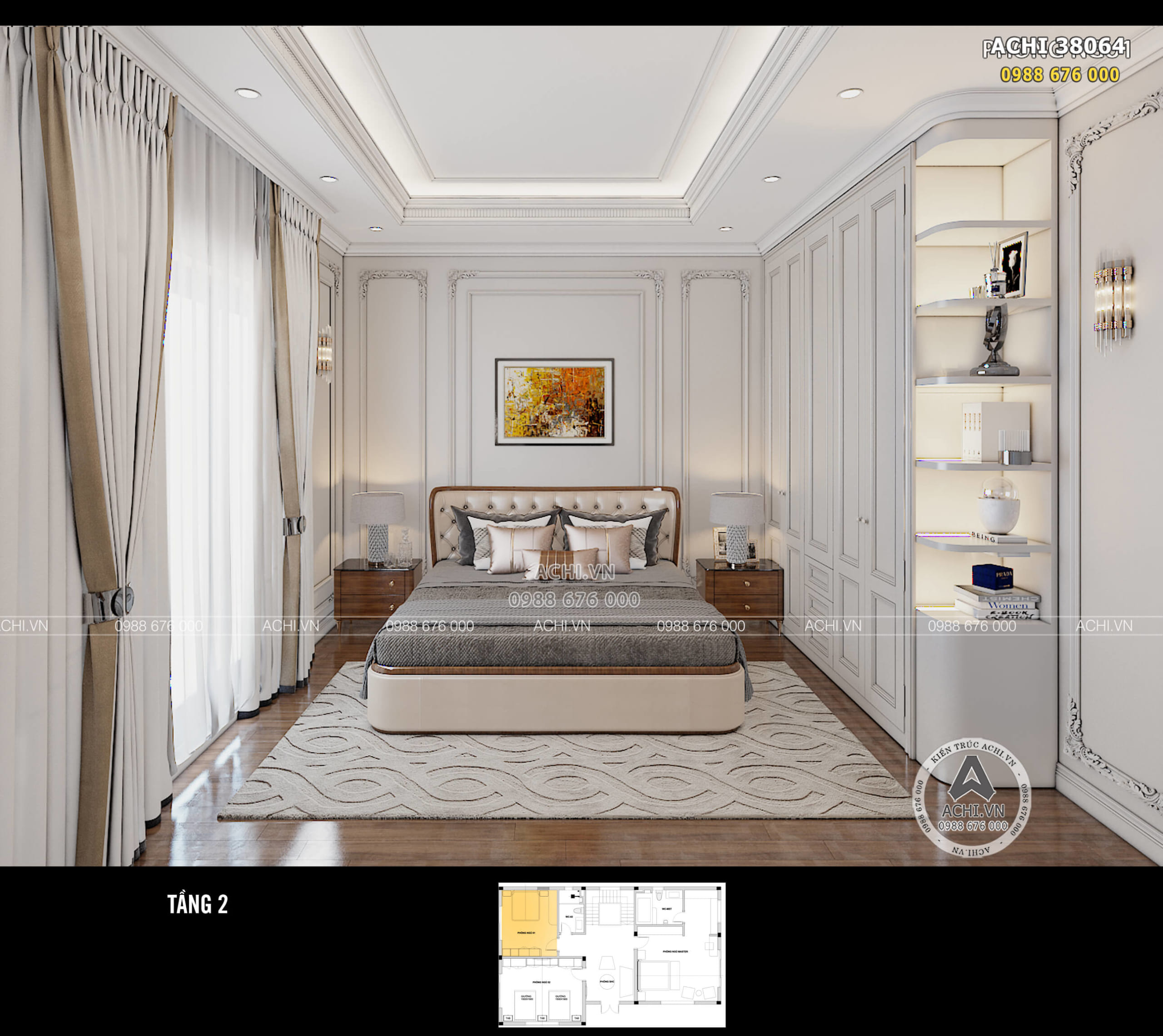 Thiết kế nội thất phòng ngủ kiến trúc tân cổ điển đẹp