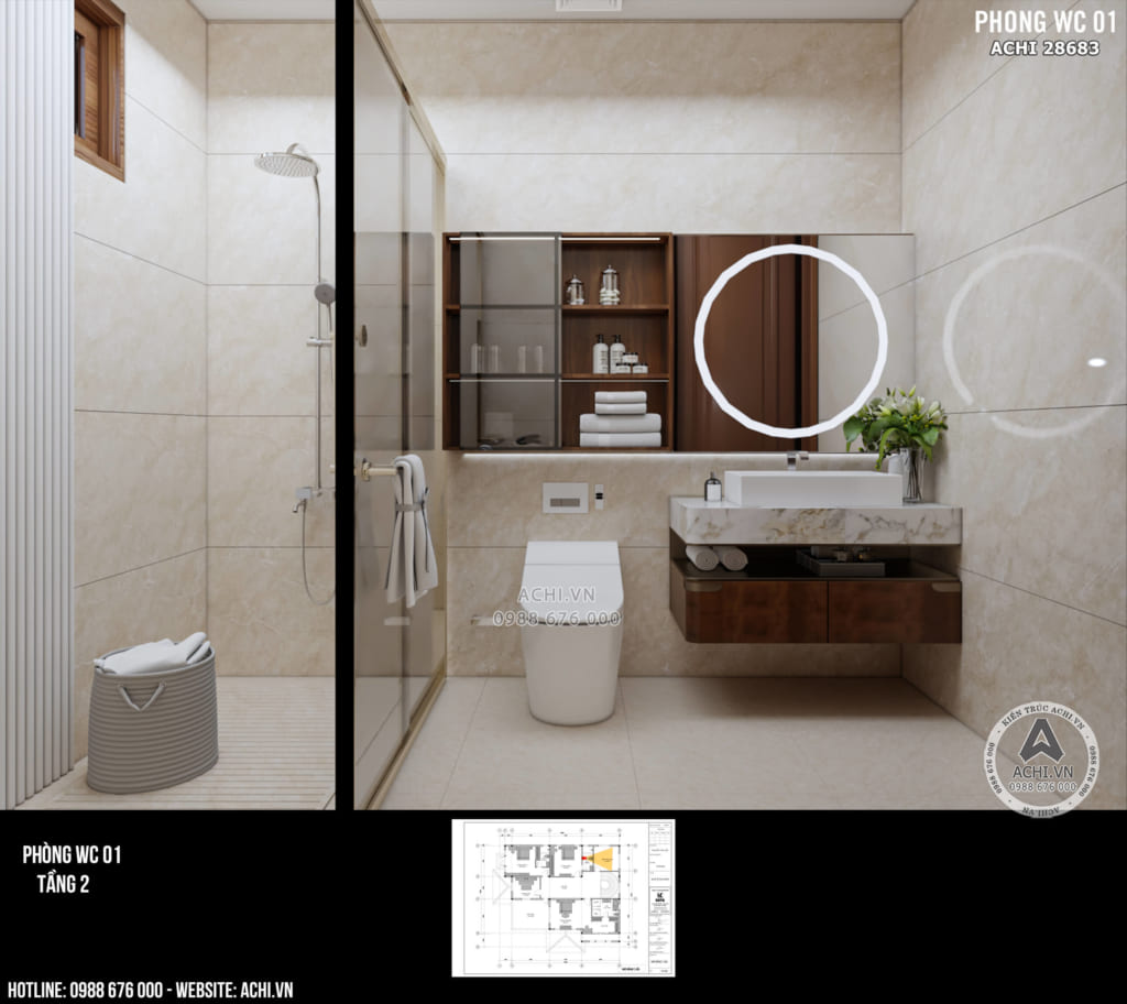 Mẫu nội thất hiện đại đẹp không gian phòng wc
